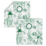 Jungle Jam- Whimsical Toile- Emerald Green Woodland Band- Large Scale