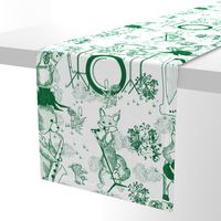 Jungle Jam- Whimsical Toile- Emerald Green Woodland Band- Large Scale