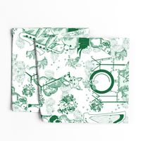 Jungle Jam- Whimsical Toile- Emerald Green Woodland Band- Large Scale