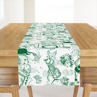 Jungle Jam- Whimsical Toile- Emerald Green Woodland Band- Large Scale