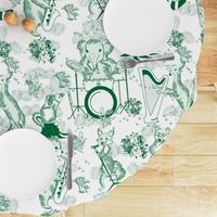 Jungle Jam- Whimsical Toile- Emerald Green Woodland Band- Large Scale