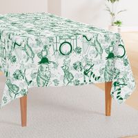 Jungle Jam- Whimsical Toile- Emerald Green Woodland Band- Large Scale