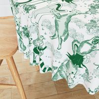 Jungle Jam- Whimsical Toile- Emerald Green Woodland Band- Large Scale