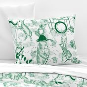 Jungle Jam- Whimsical Toile- Emerald Green Woodland Band- Large Scale