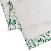 Jungle Jam- Whimsical Toile- Emerald Green Woodland Band- Large Scale