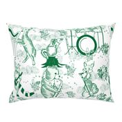 Jungle Jam- Whimsical Toile- Emerald Green Woodland Band- Large Scale