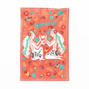 Boho Zodiac Sign- Gemini Astrology Tea Towel