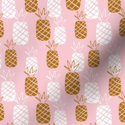 Pineapple pink and brown tropical print