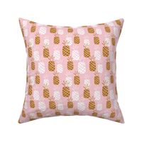 Pineapple pink and brown tropical print