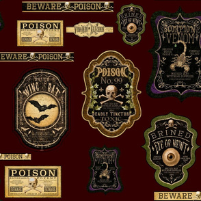 Burgandy Apothecary labels