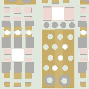 Geocity / Abstract Cityscape / Gold,camel,pink,grey,white  