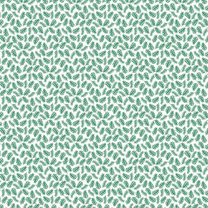 Tossed Foliage - Dark Green on White