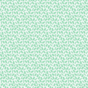 Tossed Foliage - Mint Green on White