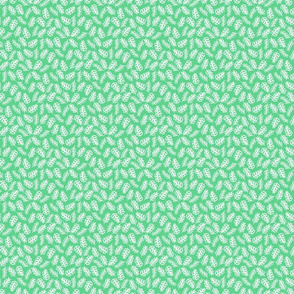 Tossed Foliage - White on Mint Green