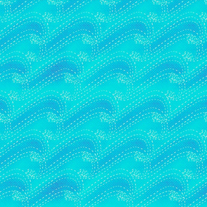 Sashiko waves - blue green 