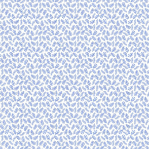 Tossed Foliage - Light Blue on White