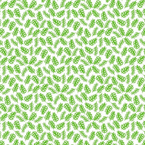 Tossed Foliage - Bright Green on White