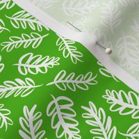 Tossed Foliage - White on Bright Green
