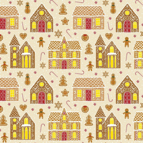 Gingerbread houses, beige (large scale)