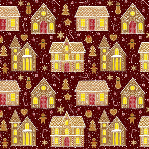 Gingerbread houses, red (large scale)