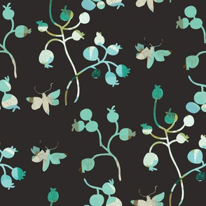 Berries and Butterflies Cocoa Teal