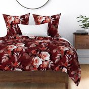 Over-sized Retro Rose Chintz in Burgundy, Garnet and Blush