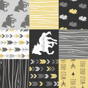 Horse Patchwork- yellow, black - rotated