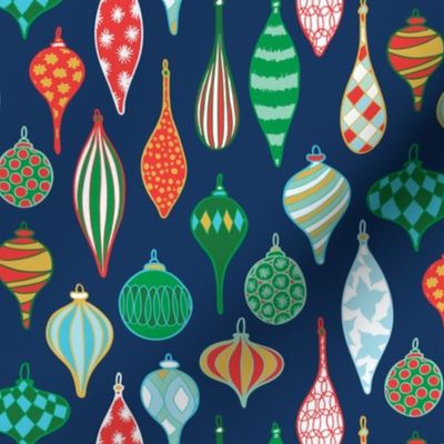 Vintage baubles-navy green by Pippa Shaw