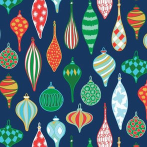 Vintage baubles-navy green by Pippa Shaw