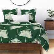 Boho sunshine palm leaves on forest green