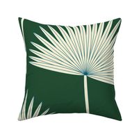 Boho sunshine palm leaves on forest green