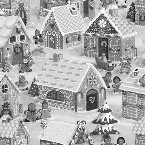 Gingerbread villageBW