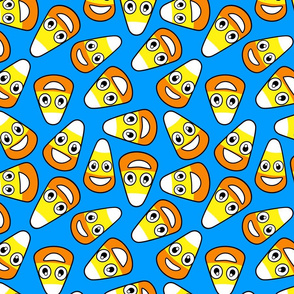 happy candy corn on blue