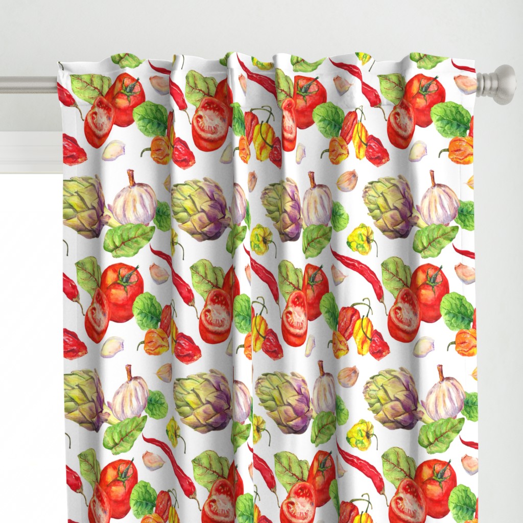 Watercolor vegetables seamless pattern