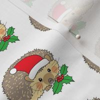 santa hedgehogs with holly