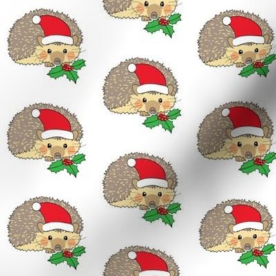 santa hedgehogs with holly