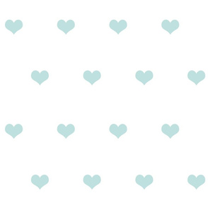 Light Aqua Hearts on White