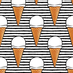 vanilla ice cream cones - black stripes - LAD19BS