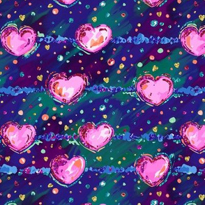 Watercolor hearts pink/purple
