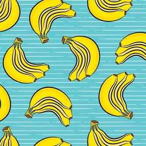 bananas - bunch of bananas - blue stripes - LAD19