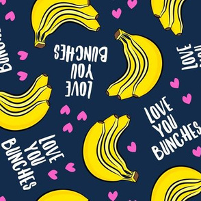 Love you bunches - bananas valentines - hearts - dark blue - LAD19