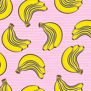 bananas - bunch of bananas - pink stripes - LAD19