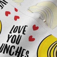 Love you bunches - bananas valentines - hearts - white - LAD19