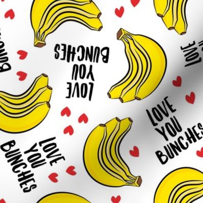 Love you bunches - bananas valentines - hearts - white - LAD19