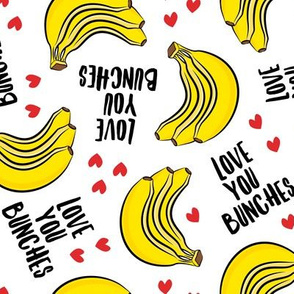 Love you bunches - bananas valentines - hearts - white - LAD19