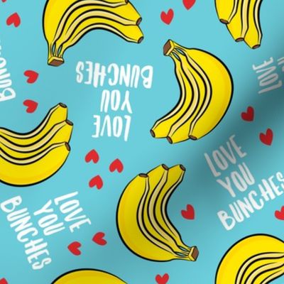 Love you bunches - bananas valentines - hearts - blue - LAD19