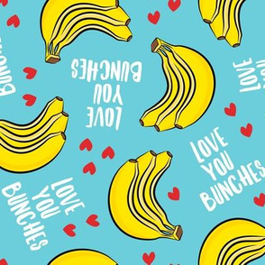 Love you bunches - bananas valentines - hearts - blue - LAD19
