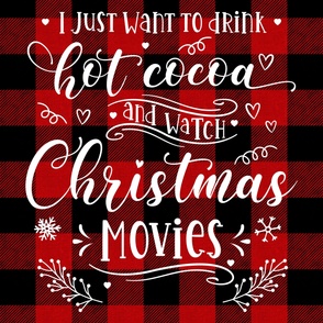 Minky Blanket 54 x 72 inches-Buffalo plaid Cocoa and Christmas Movie 