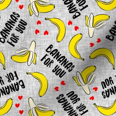 bananas for you - grey - banana valentines - LAD19