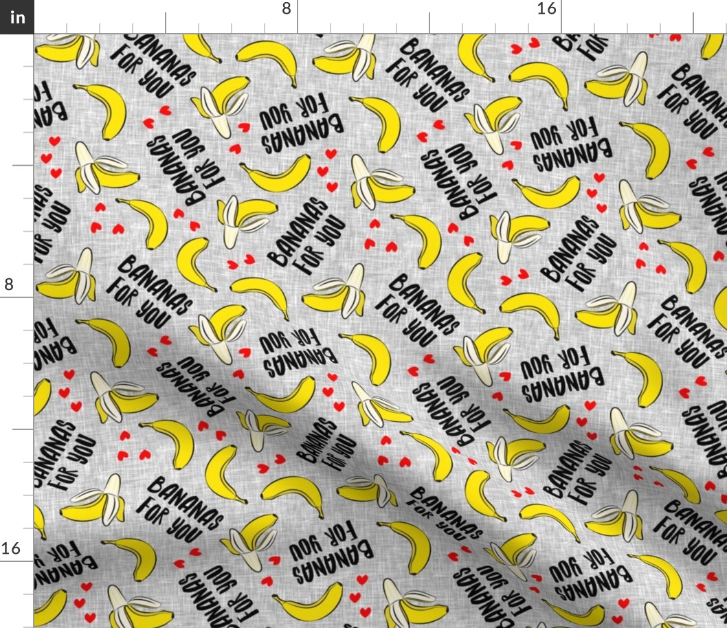 bananas for you - grey - banana valentines - LAD19